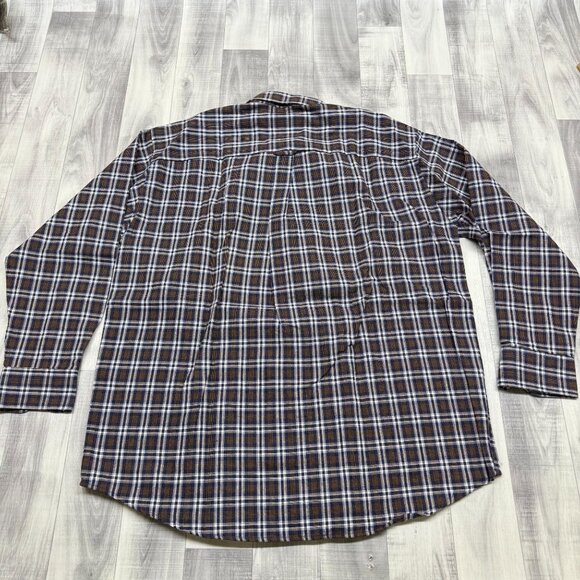 ✅ Mens L Savane Plaid Button-Up Shirt Process 2000 No Wrinkle Long Sleeve - Picture 2 of 9